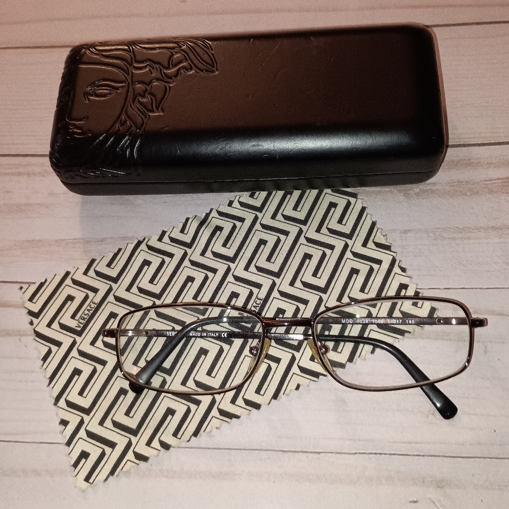 Versace Metal Frame Eyeglasses Frames Made in Italy with Case & Cleaning Cloth
